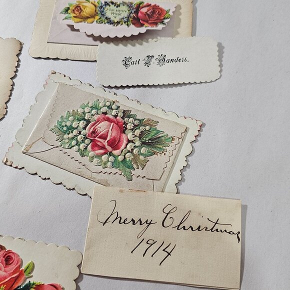 1910s Antique Greeting & Calling Cards 5pc Die cut ephemera crafts historical - Picture 5 of 5